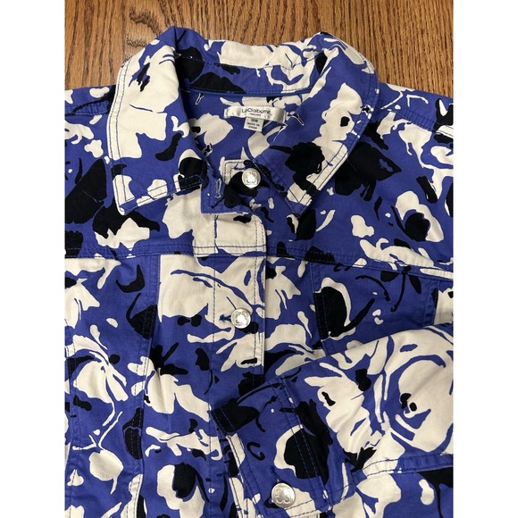 Liz Claiborne Jackets & Blazers - Liz Claiborne Women's Jacket Floral Purple Black White Buttons Packets Size 18 W